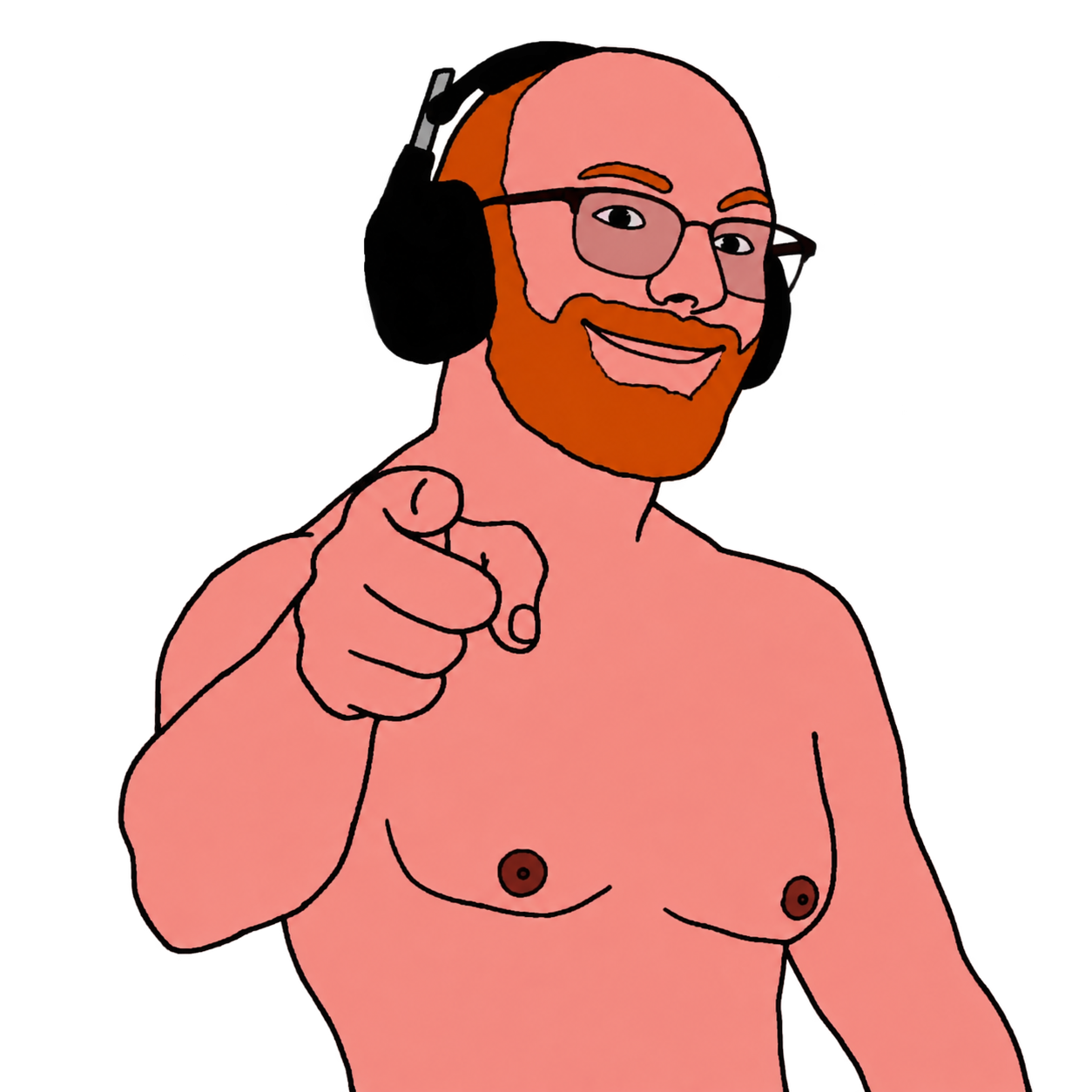 Paolo illustrato in stile Paint, punta il dito verso di te